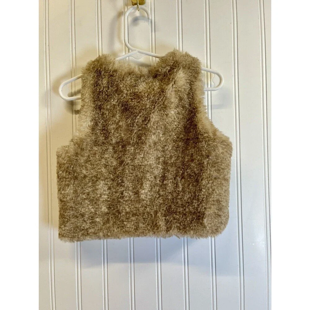 Girls Childrens Faux Fur Fashion Vest by Self Esteem. Size 4. Brown/Sable Color,